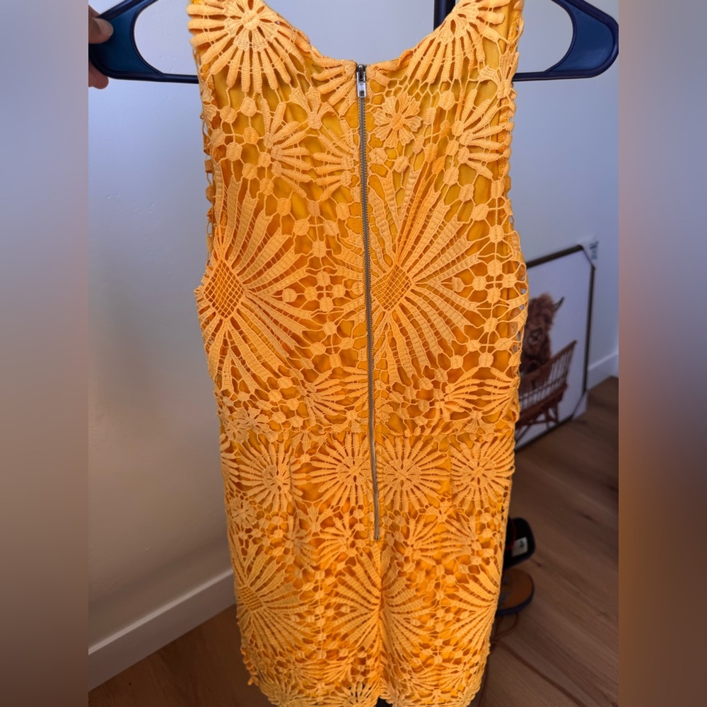 Lulu's Sunshine Yellow Crochet Lace Mini Dress - Picture 6 of 6
